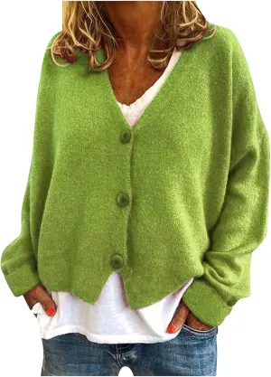 Cardigan Sweaters for women Casual Button Down Long Sleeve Knit Cropped Open Front Sweaters Wool Blend Sweater Jacket