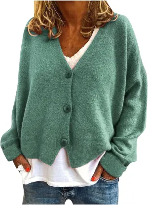 Cardigan Sweaters for women Casual Button Down Long Sleeve Knit Cropped Open Front Sweaters Wool Blend Sweater Jacket