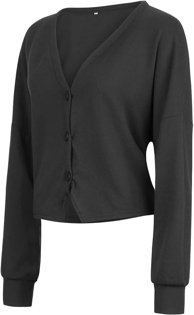 Cardigan Sweaters for women Casual Button Down Long Sleeve Knit Cropped Open Front Sweaters Wool Blend Sweater Jacket