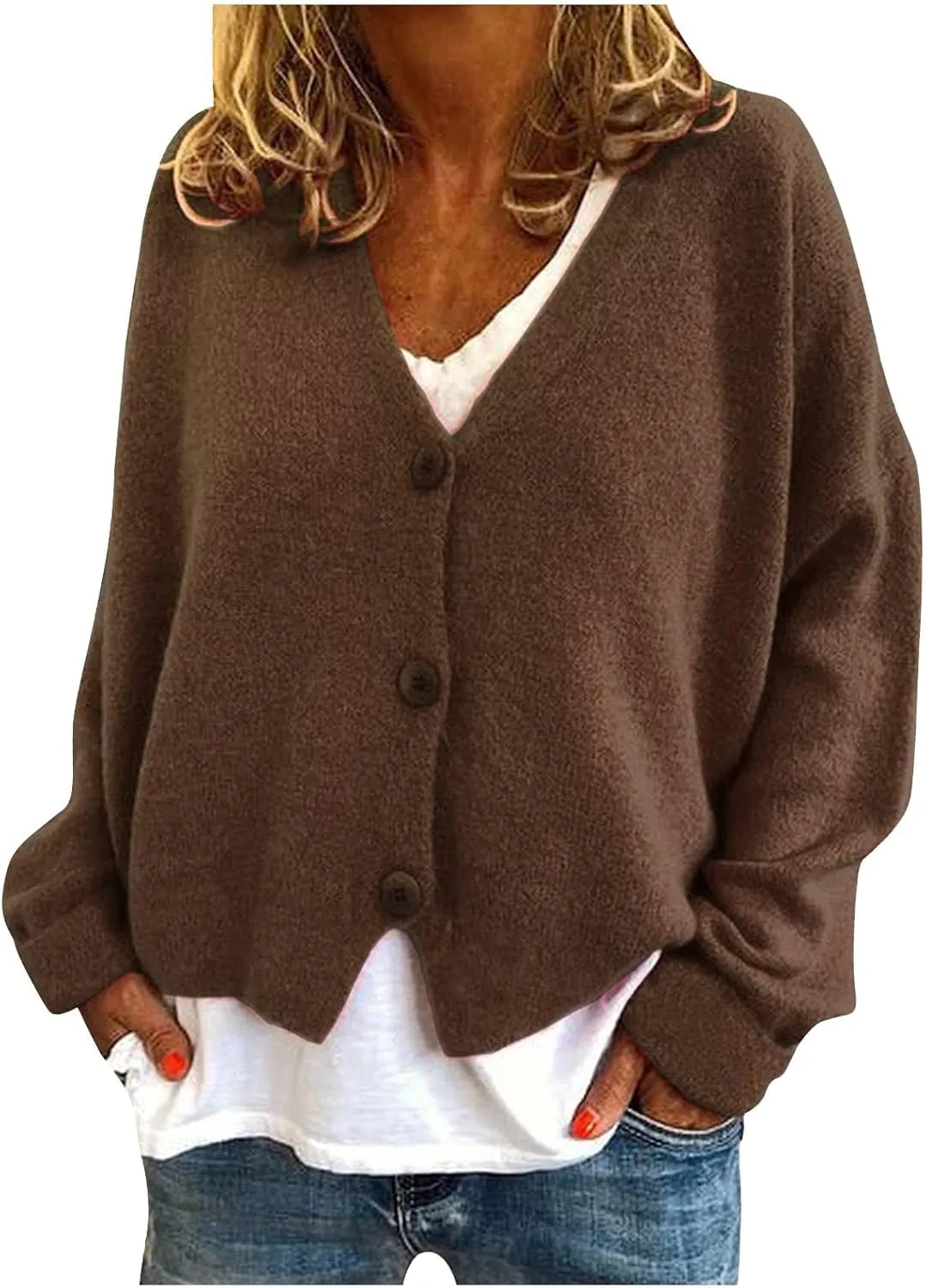 Cardigan Sweaters for women Casual Button Down Long Sleeve Knit Cropped Open Front Sweaters Wool Blend Sweater Jacket