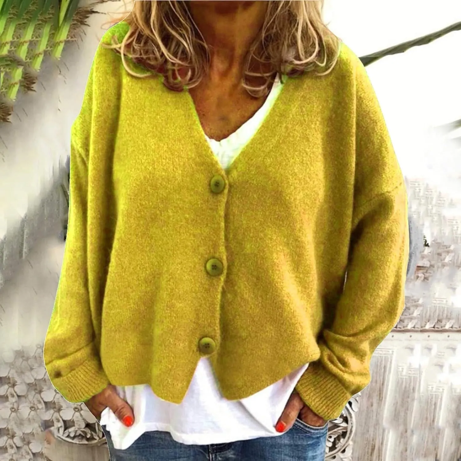 Cardigan Sweaters for Women Casual Button Down Long Sleeve Knit Cropped Open Front Sweaters Wool Blend Sweater Jackets