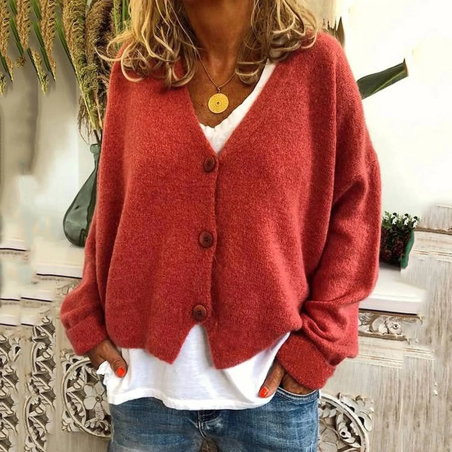 Cardigan Sweaters for Women Casual Button Down Long Sleeve Knit Cropped Open Front Sweaters Wool Blend Sweater Jackets