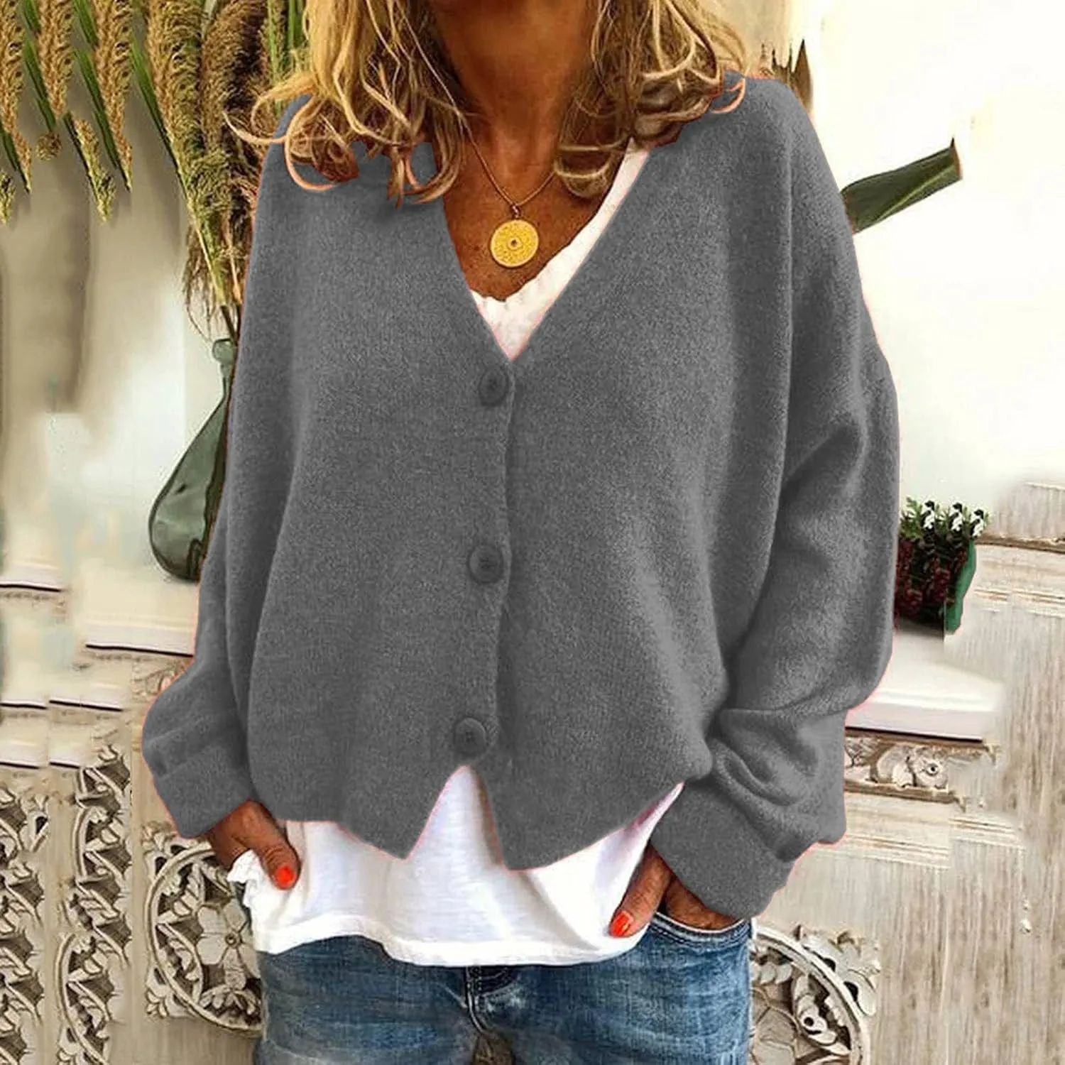 Cardigan Sweaters for Women Casual Button Down Long Sleeve Knit Cropped Open Front Sweaters Wool Blend Sweater Jackets
