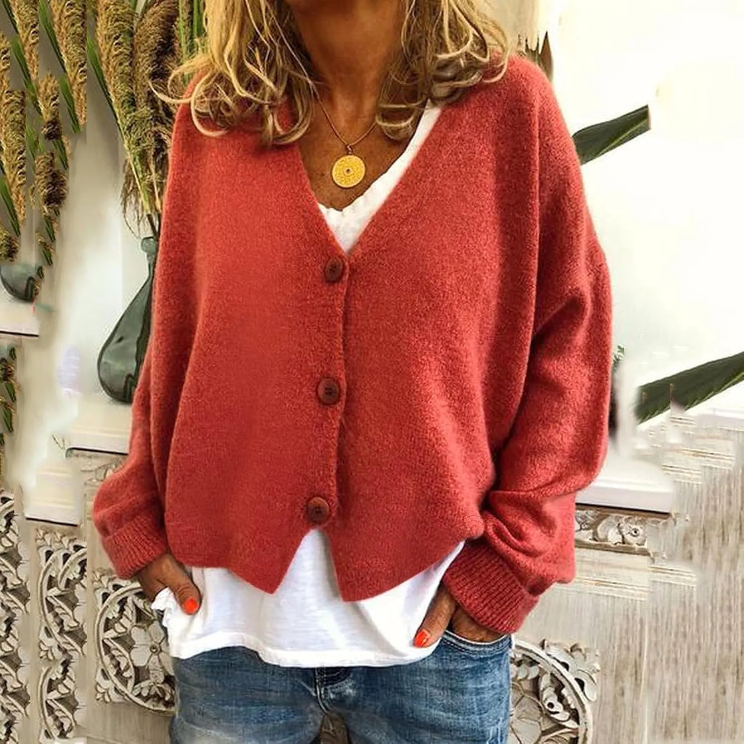 Cardigan Sweaters for Women Casual Button Down Long Sleeve Knit Cropped Open Front Sweaters Wool Blend Sweater Jackets