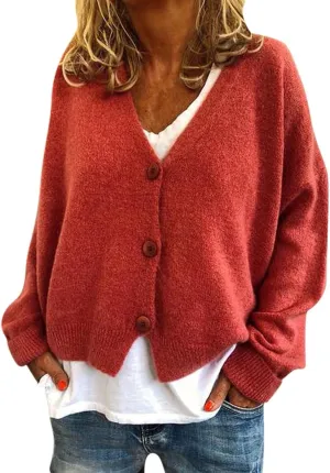 Cardigan Sweaters for Women Casual Button Down Long Sleeve Knit Cropped Open Front Sweaters Wool Blend Sweater Jackets