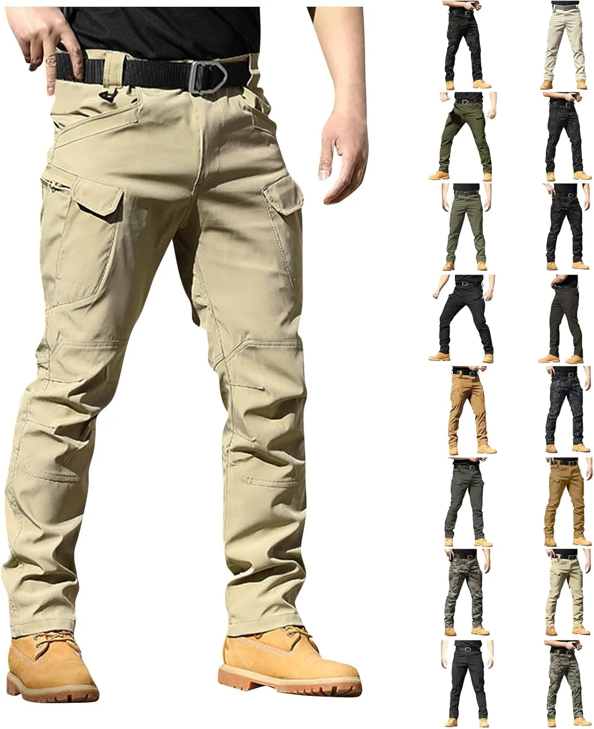 Cargo Work Pants for Men Waterproof Ripstop Flex Camo Tactical Pants Lightweight Outdoor Hiking Pant with Pockets