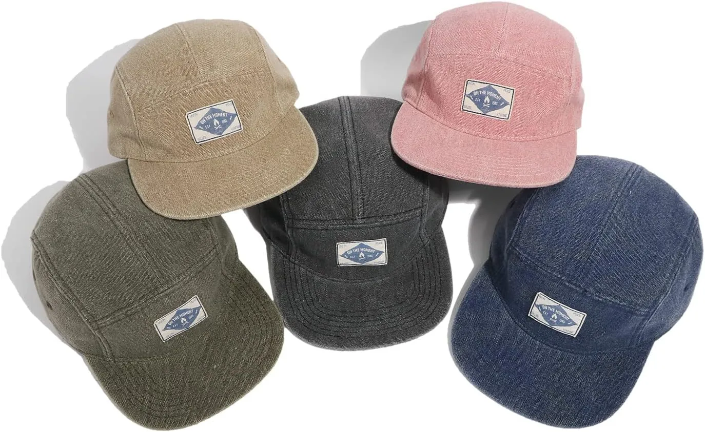 Clakllie 5 Panel Flat Brim Baseball Cap - Washed Cotton, Vintage Dad Hat for Men & Women Street Style Trucker Cap Hip Hop Hat