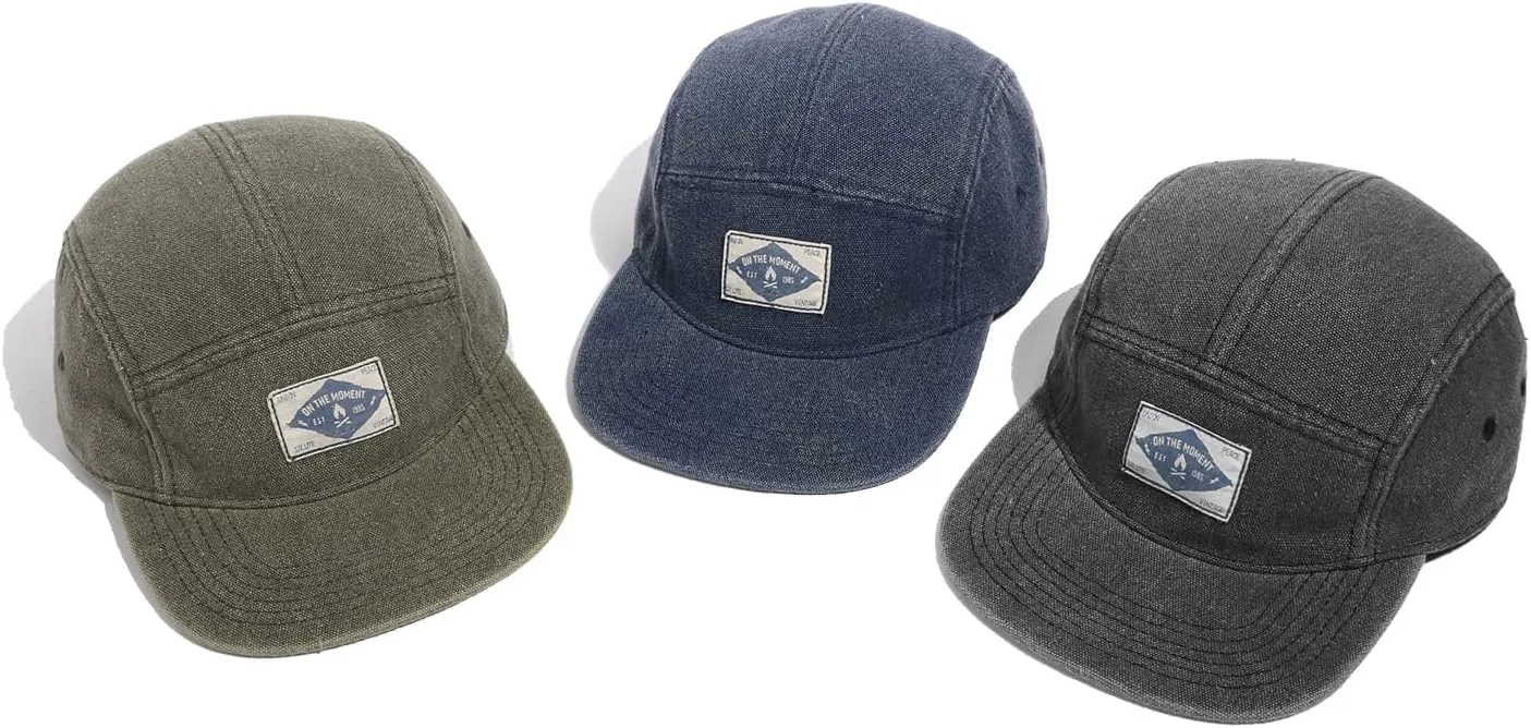 Clakllie 5 Panel Flat Brim Baseball Cap - Washed Cotton, Vintage Dad Hat for Men & Women Street Style Trucker Cap Hip Hop Hat