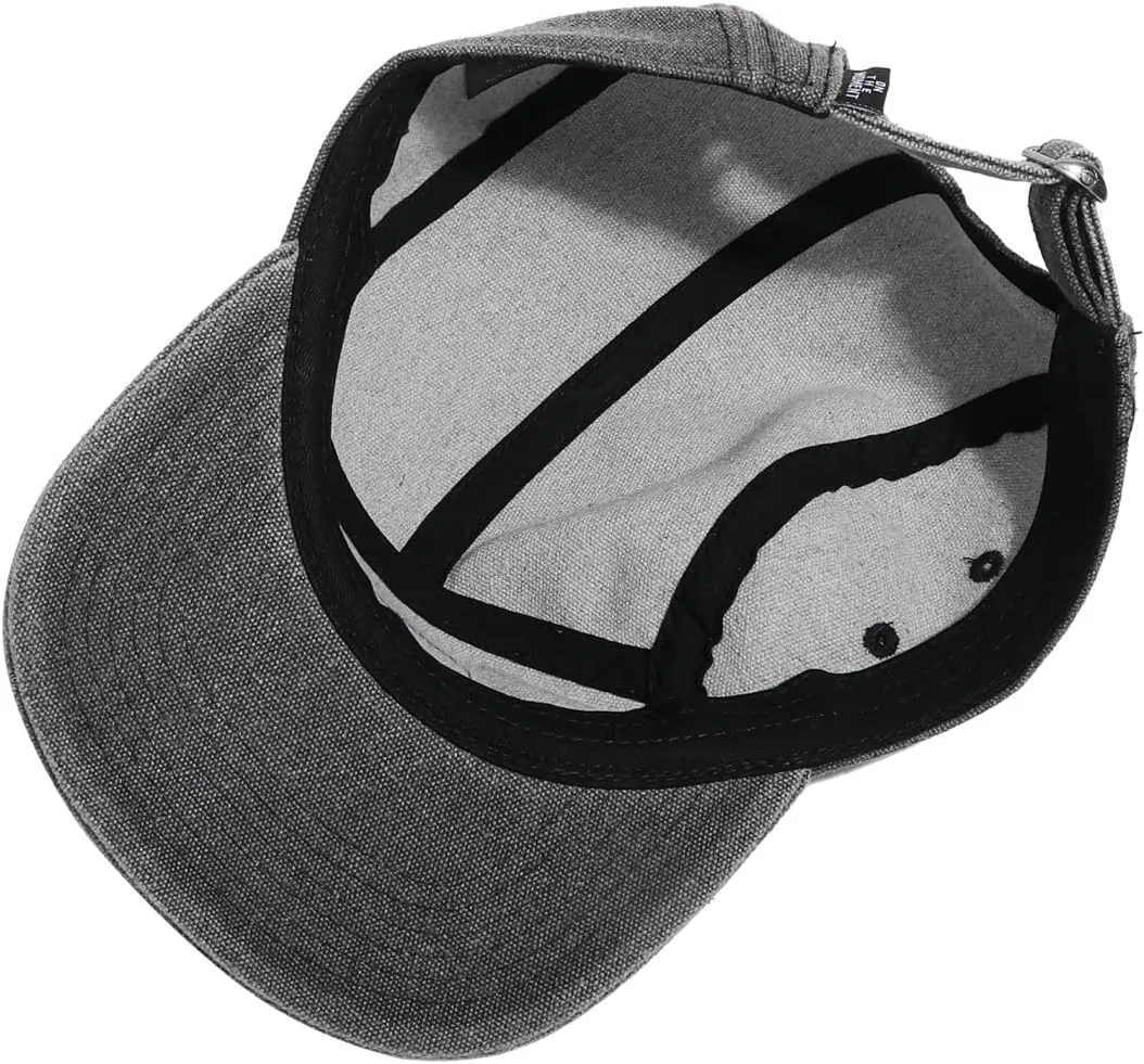 Clakllie 5 Panel Flat Brim Baseball Cap - Washed Cotton, Vintage Dad Hat for Men & Women Street Style Trucker Cap Hip Hop Hat