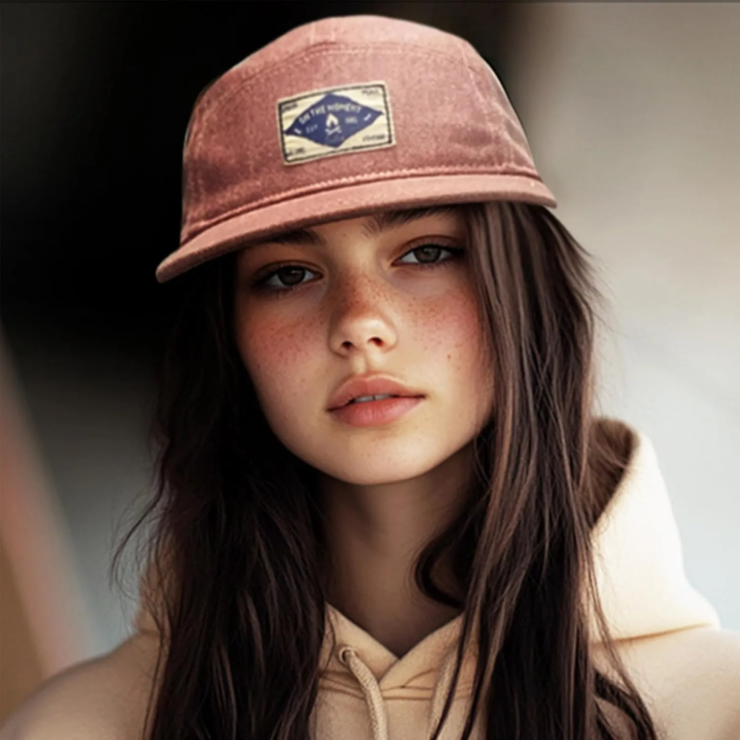 Clakllie 5 Panel Flat Brim Baseball Cap - Washed Cotton, Vintage Dad Hat for Men & Women Street Style Trucker Cap Hip Hop Hat