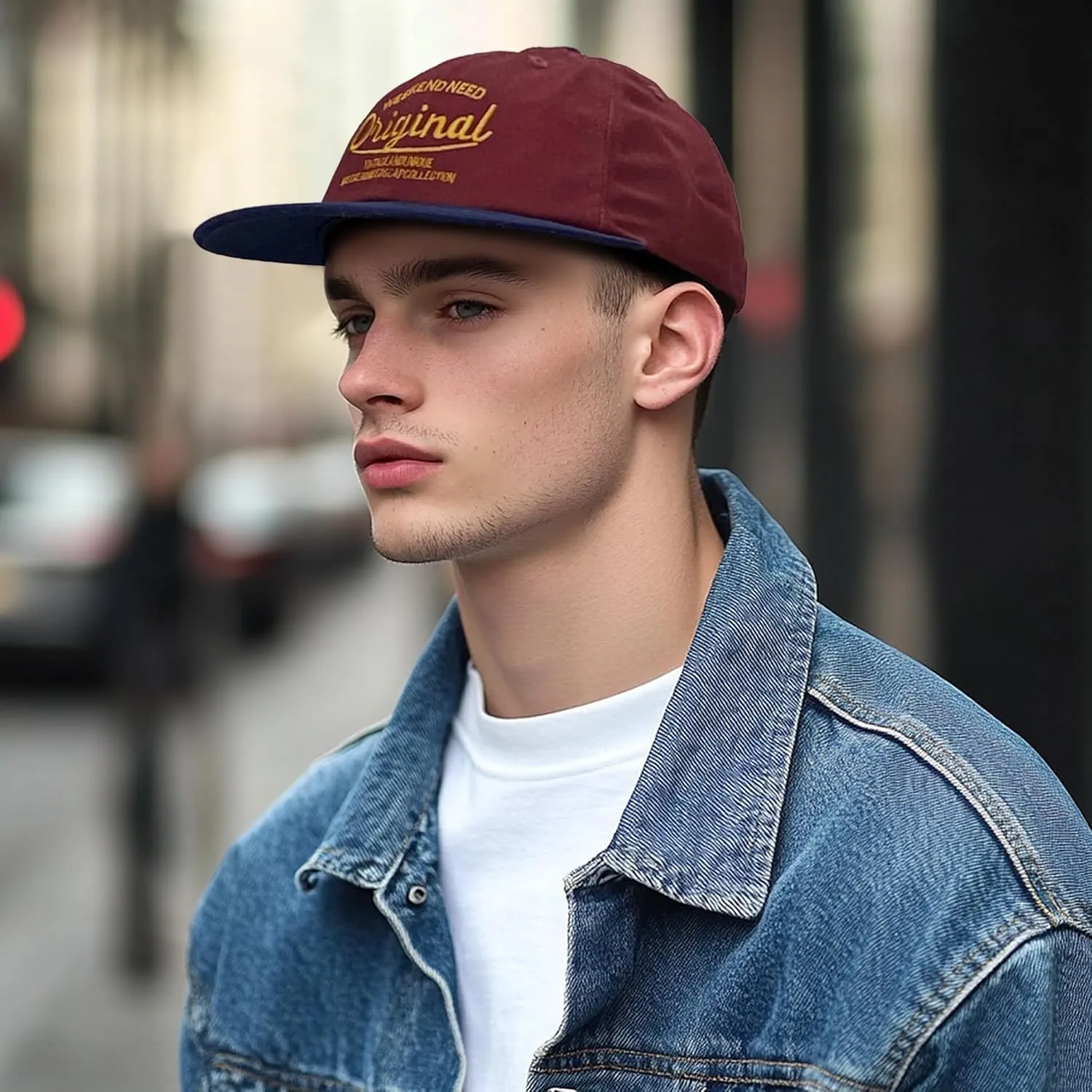 Clakllie Retro Flat Brim Baseball Cap Street Style Trucker Hat Snapback Low Profile Dad Hat Cooling Hip Hop Caps
