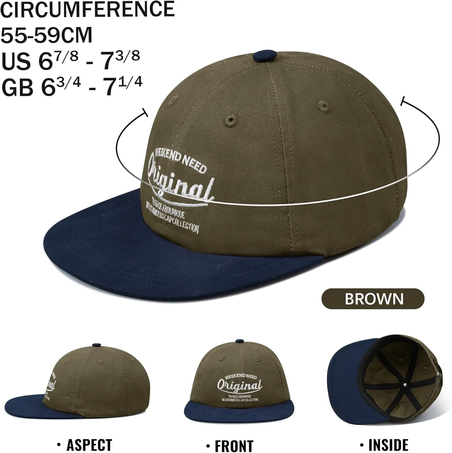 Clakllie Retro Flat Brim Baseball Cap Street Style Trucker Hat Snapback Low Profile Dad Hat Cooling Hip Hop Caps