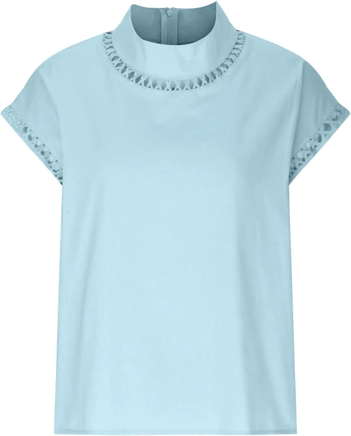 Cotton Linen Tops for Women 2024 Casual Cap Sleeve Summer Shirts Loose High Neck Tshirt Dressy Casual Blouses