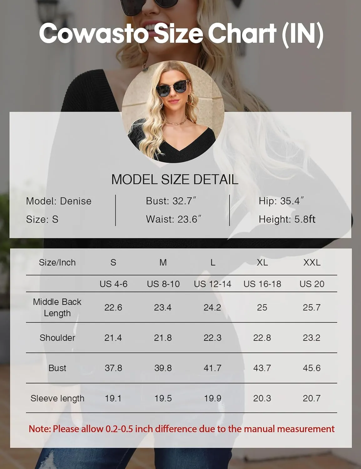 Cowasto Women Sexy Deep V Neck Sweater Christmas Sweaters Casual Long Sleeve Fall Sweaters Pullover