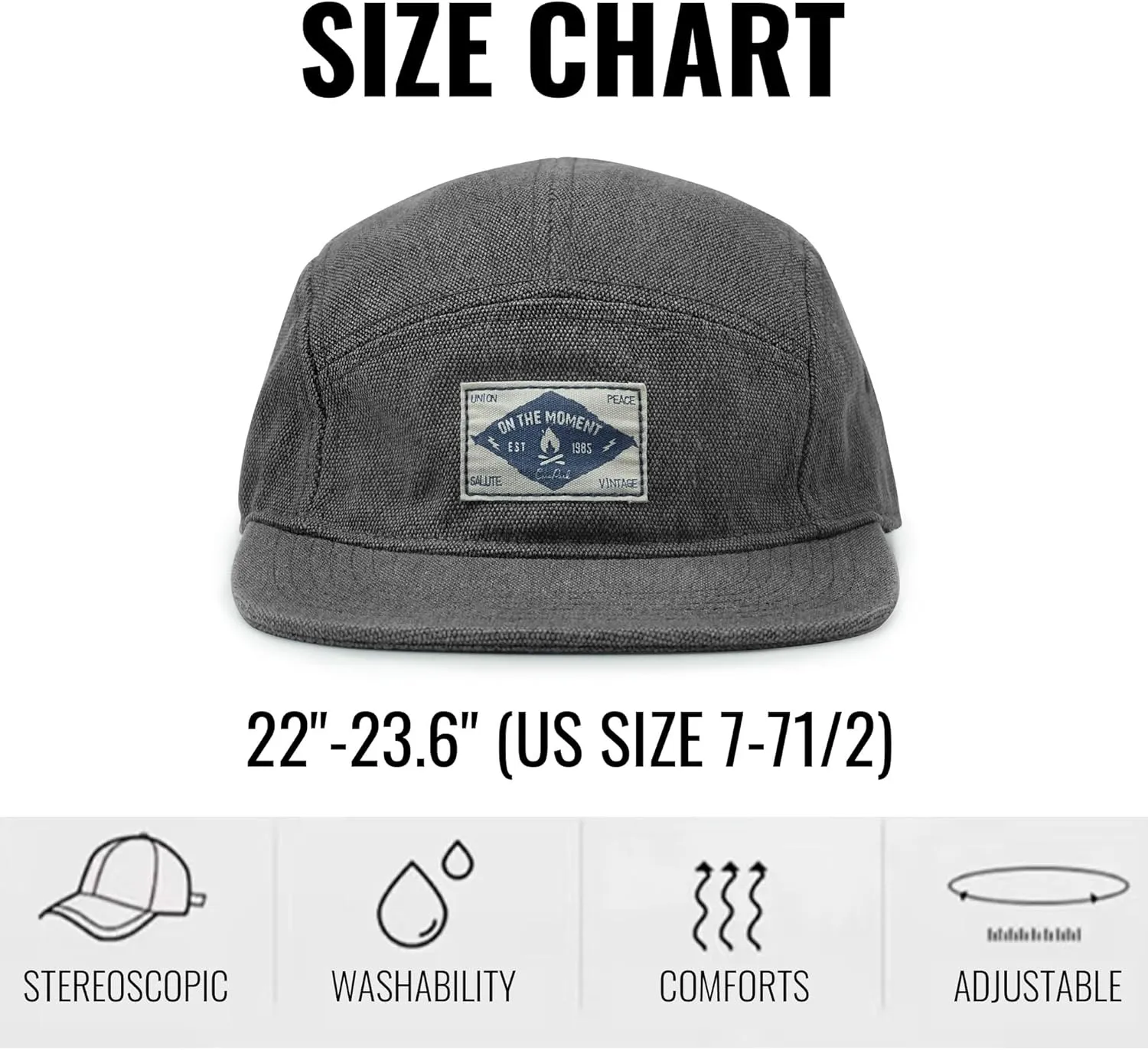 Croogo 5 Panel Hat Flat Brim Baseball Cap Snapback Hats for Men Vintage Trucker Dad Hat Hip Hop Street Style Skateboard Hats