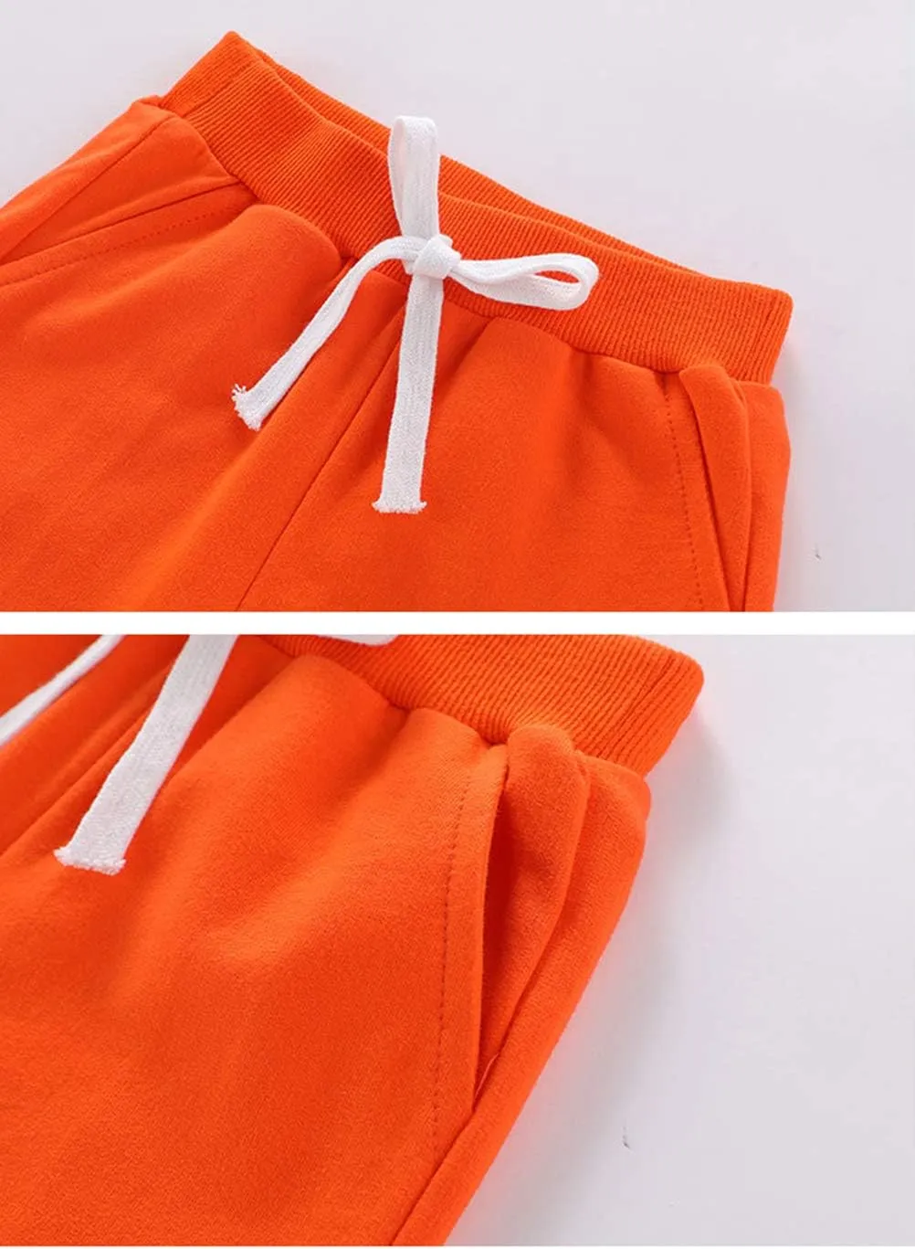 DCUTERQ Boys Girls Cotton Shorts Summer Knee Length Solid Sport Jogger Pants Drawstring Sweatpants for Kids Toddler 1-8 Years