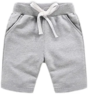 DCUTERQ Boys Girls Cotton Shorts Summer Knee Length Solid Sport Jogger Pants Drawstring Sweatpants for Kids Toddler 1-8 Years