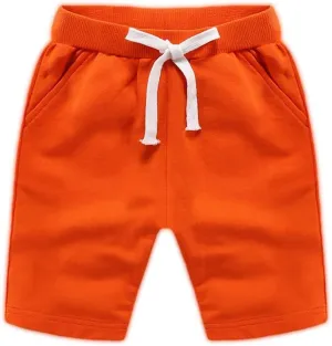 DCUTERQ Boys Girls Cotton Shorts Summer Knee Length Solid Sport Jogger Pants Drawstring Sweatpants for Kids Toddler 1-8 Years