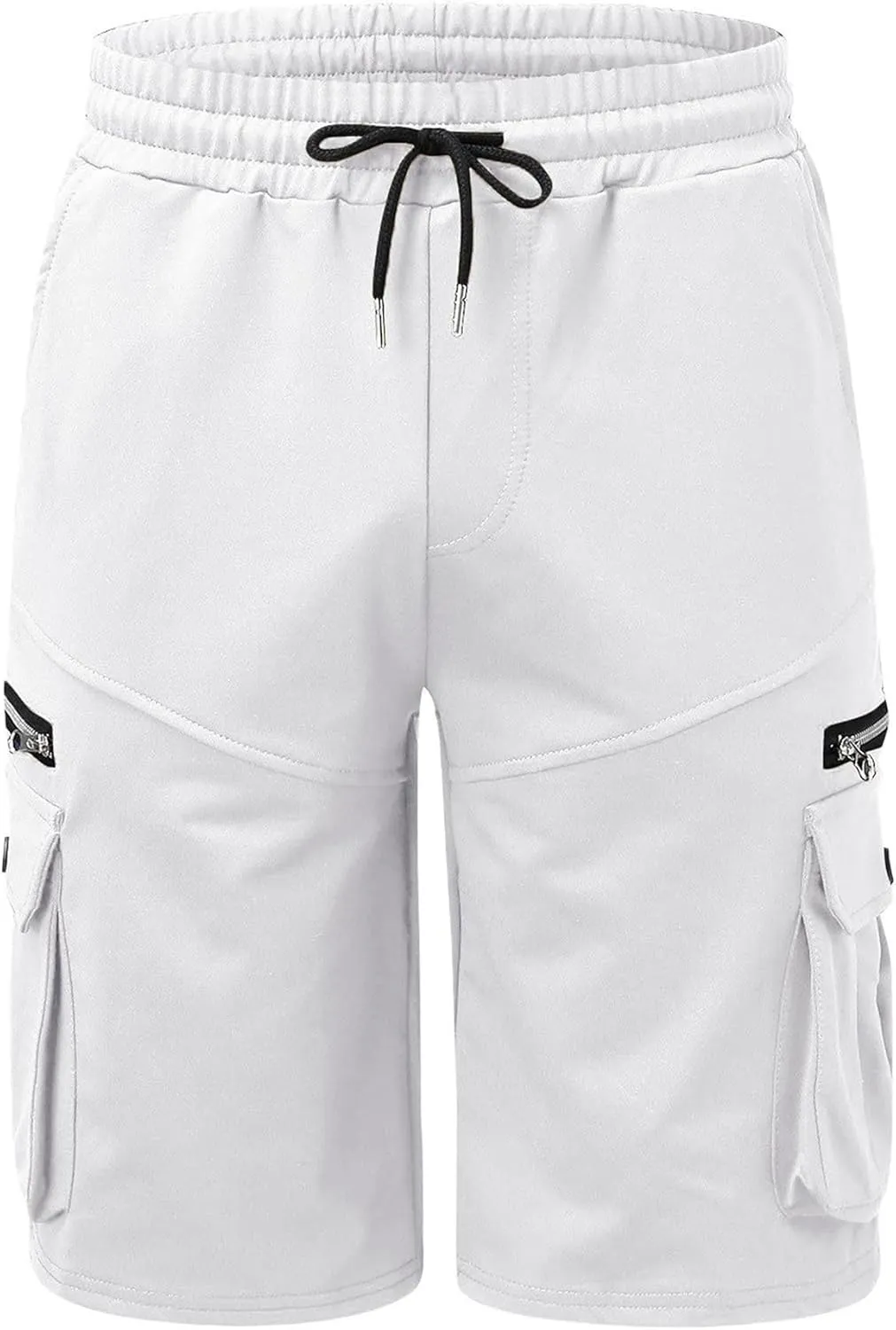 DGHM-JLMY Men's 3/4 Cotton Loose Summer Cargo Shorts Loose Hiking Shorts with Flap Pockets Elastic Relaxed Fit Jogger Shorts