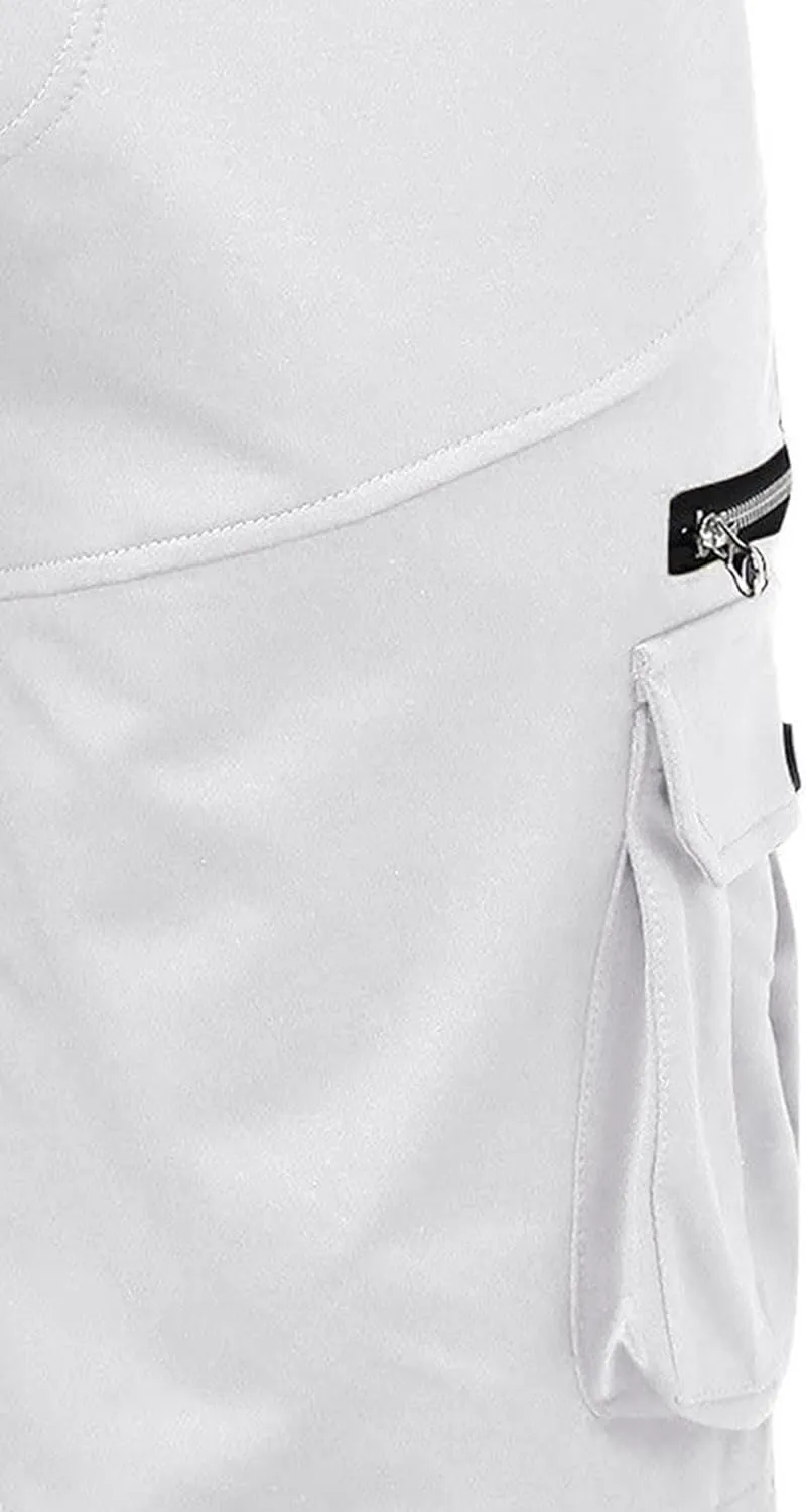 DGHM-JLMY Men's 3/4 Cotton Loose Summer Cargo Shorts Loose Hiking Shorts with Flap Pockets Elastic Relaxed Fit Jogger Shorts
