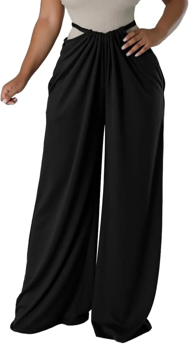 ECHOINE Women's Casual Sleeveless Jumpsuit Overalls Adjustable Strap Baggy Wide Leg Pants with Pockets