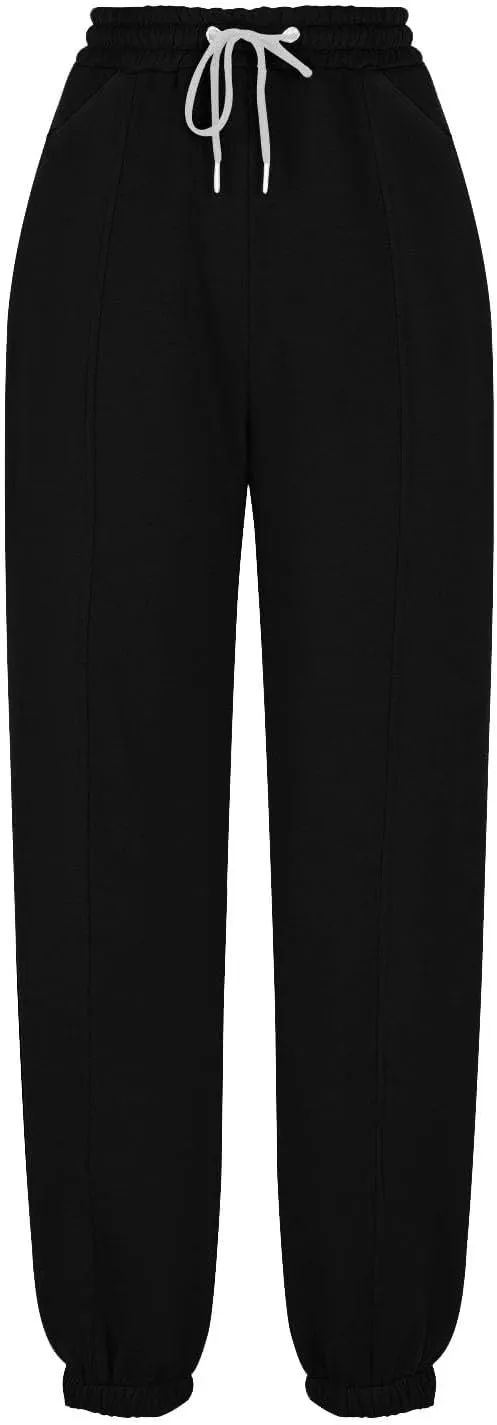Fleece Lined Sweatpants Women Y2k Baggy Drawstring High Waisted Joggers with Pockets Athletic Workout Track Pants