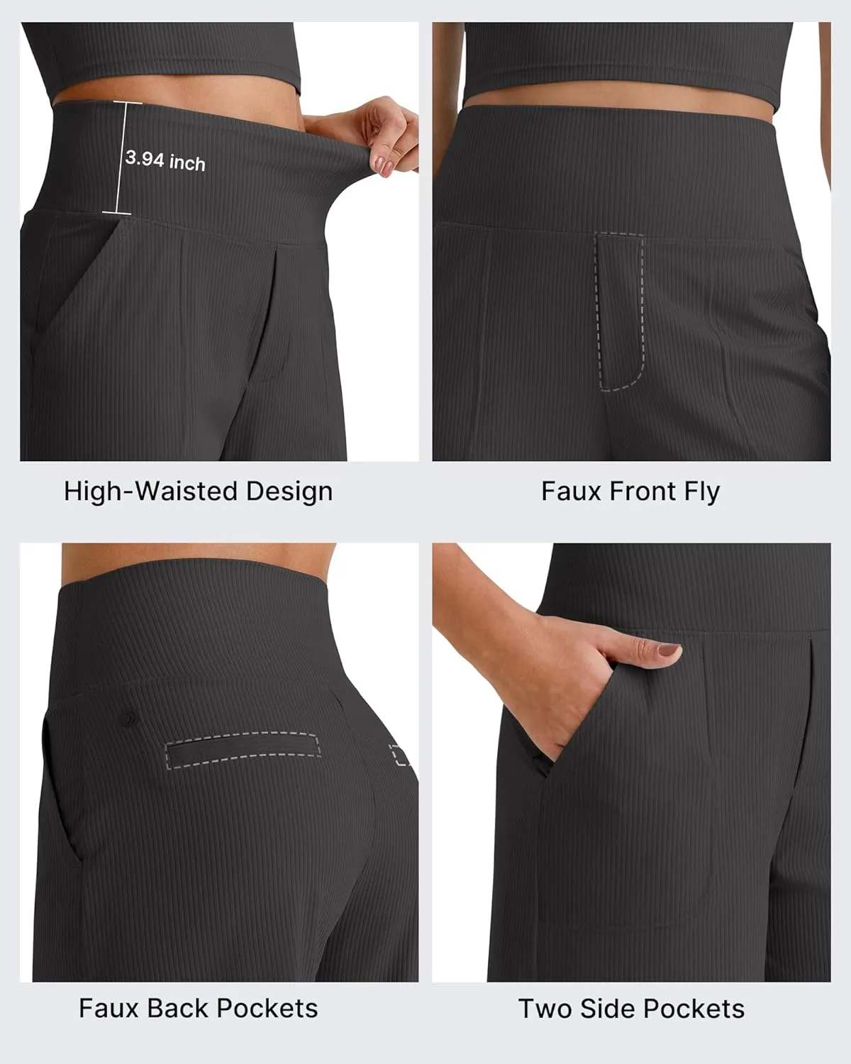 G4Free Comfy Ribbed Womens Shorts Dressy Casual High Waisted Athletic Lounge Trouser Shorts with Side Pockets