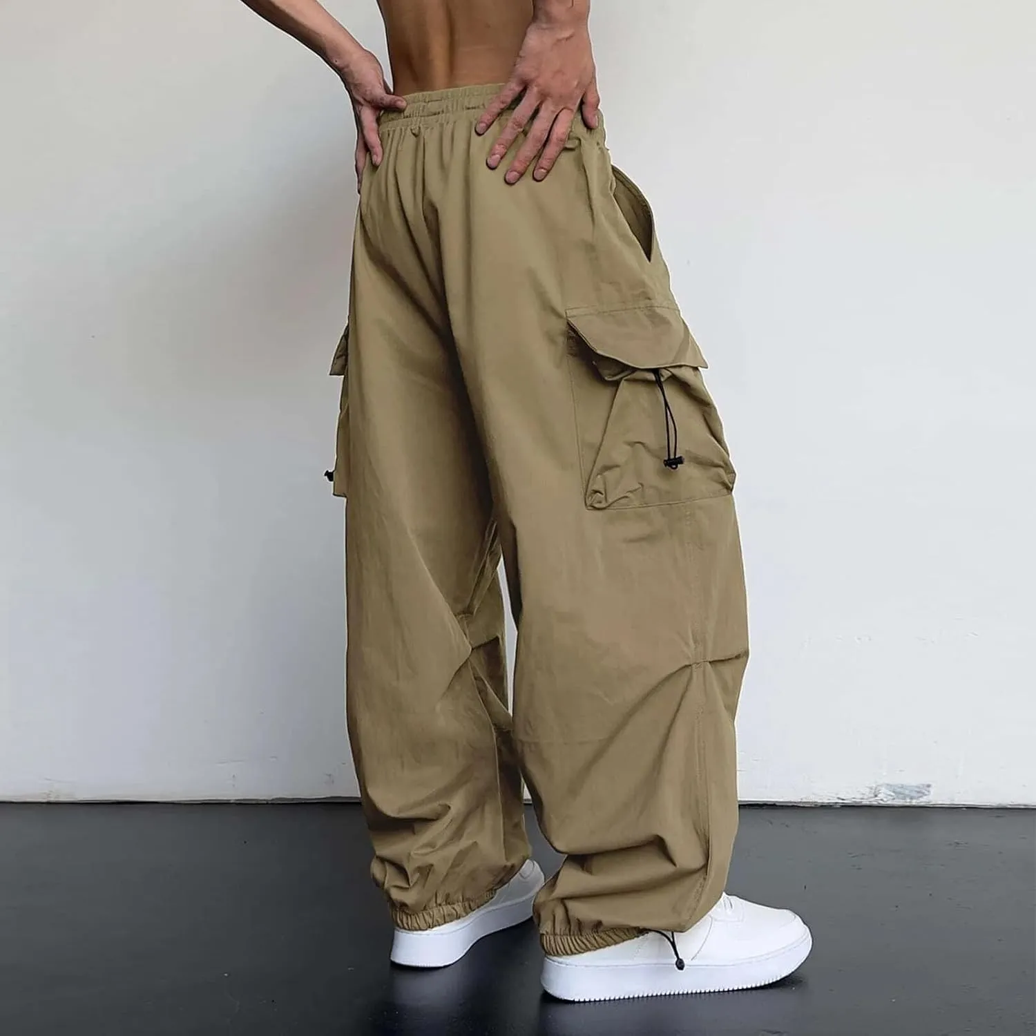 generic Men Pants Casual Summer Wide Leg Trousers Mens Cotton Linen Comfy Baggy Pants Fashoin Solid Elastic Wasit Loungewear