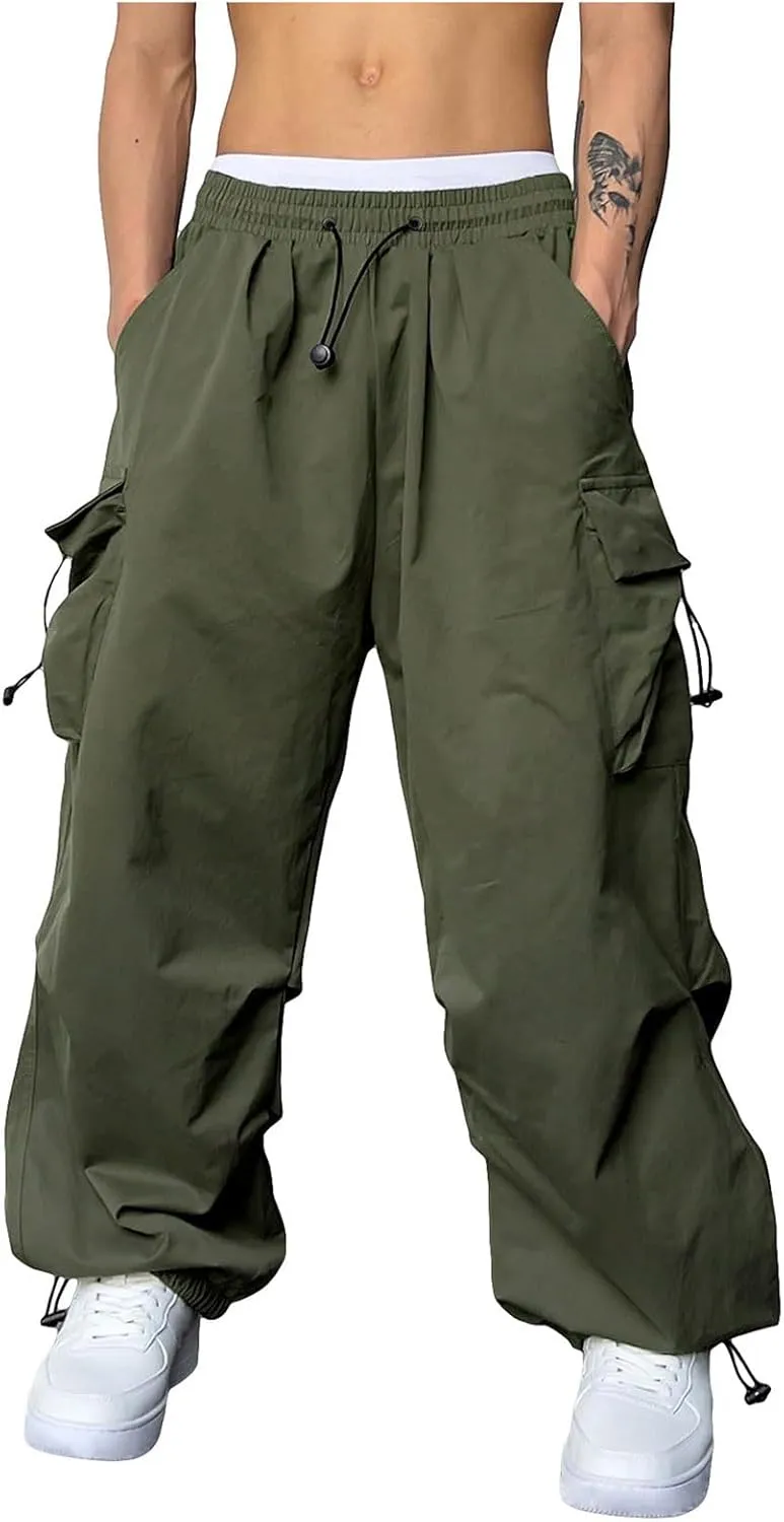 generic Men Pants Casual Summer Wide Leg Trousers Mens Cotton Linen Comfy Baggy Pants Fashoin Solid Elastic Wasit Loungewear