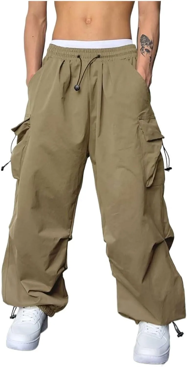 generic Men Pants Casual Summer Wide Leg Trousers Mens Cotton Linen Comfy Baggy Pants Fashoin Solid Elastic Wasit Loungewear