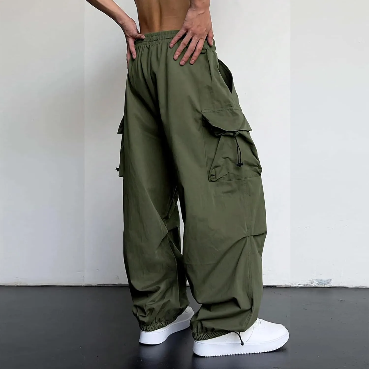 generic Men Pants Casual Summer Wide Leg Trousers Mens Cotton Linen Comfy Baggy Pants Fashoin Solid Elastic Wasit Loungewear