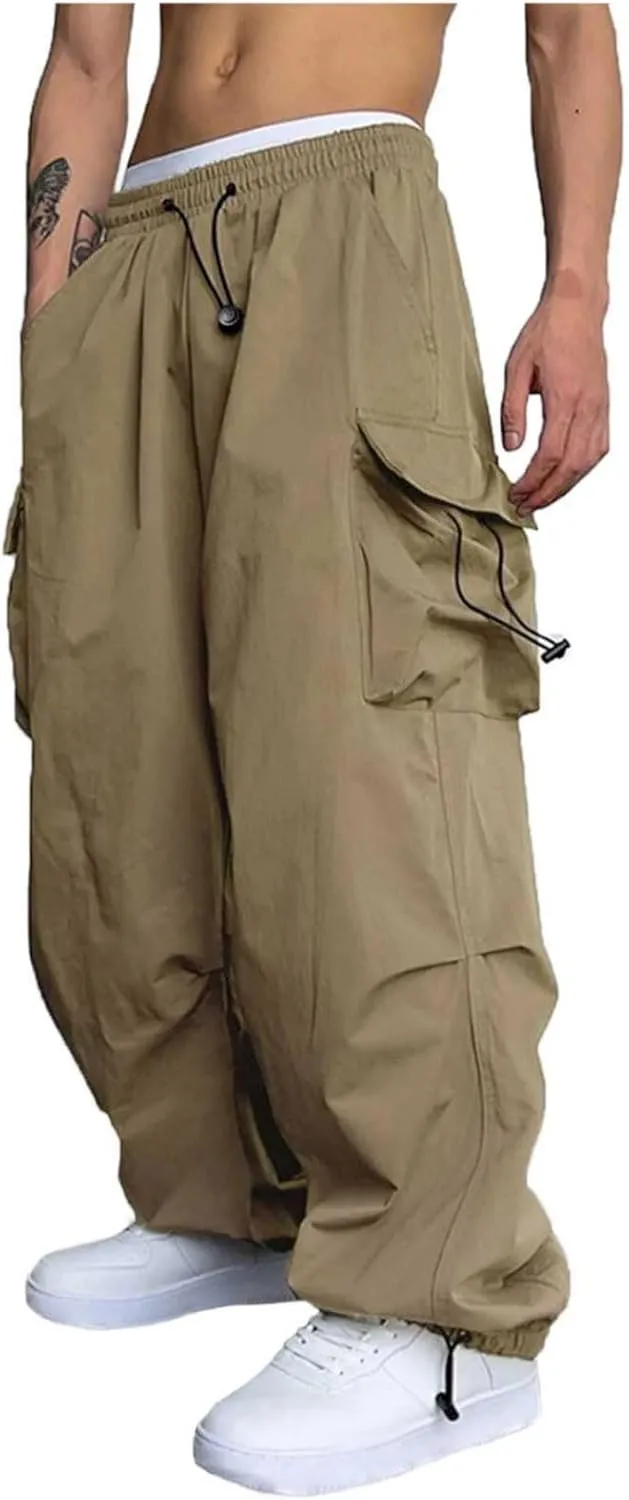 generic Men Pants Casual Summer Wide Leg Trousers Mens Cotton Linen Comfy Baggy Pants Fashoin Solid Elastic Wasit Loungewear