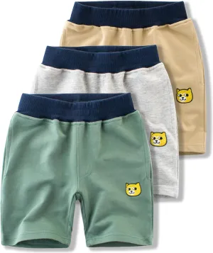 GFQLONG Toddler Boys 3 Pack Cotton Sport Jogger Shorts,Kids Summer Solid Active Short Pants