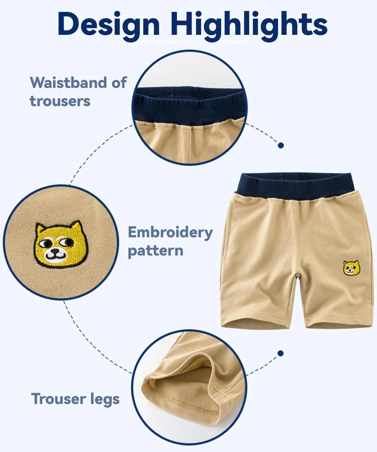 GFQLONG Toddler Boys 3 Pack Cotton Sport Jogger Shorts,Kids Summer Solid Active Short Pants