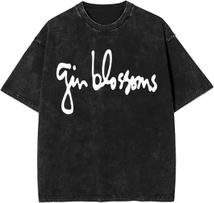 Gin Music Blossoms Band Vintage Oversized T Shirt Cotton Summer O-Neck Short Sleeves Shirts Unisex