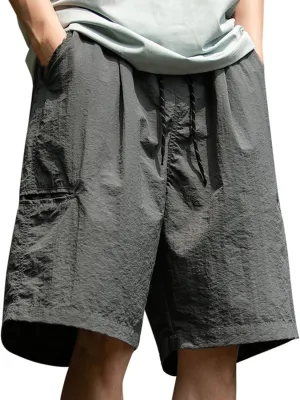 Gym Shorts for Men Drawstring Solid Athletic Workout Shorts Elastic Waist Loose Active Running Shorts with Pockets
