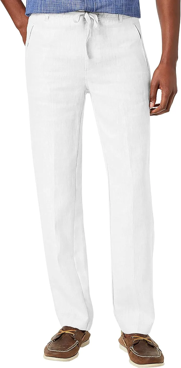 Hat and Beyond Mens Premium Soft Linen Pants Wrinkle Resistant Flat Front Classic Slacks