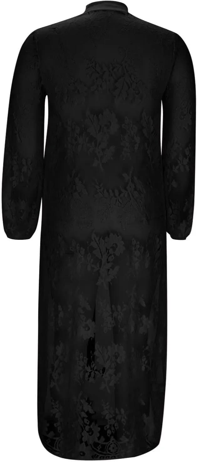 HGps8w Elegant Women's High Low Lace Tunic Tops Lantern Long Sleeve Mock Neck Asymmetrical Irregular Hem Dressy Casual Blouse