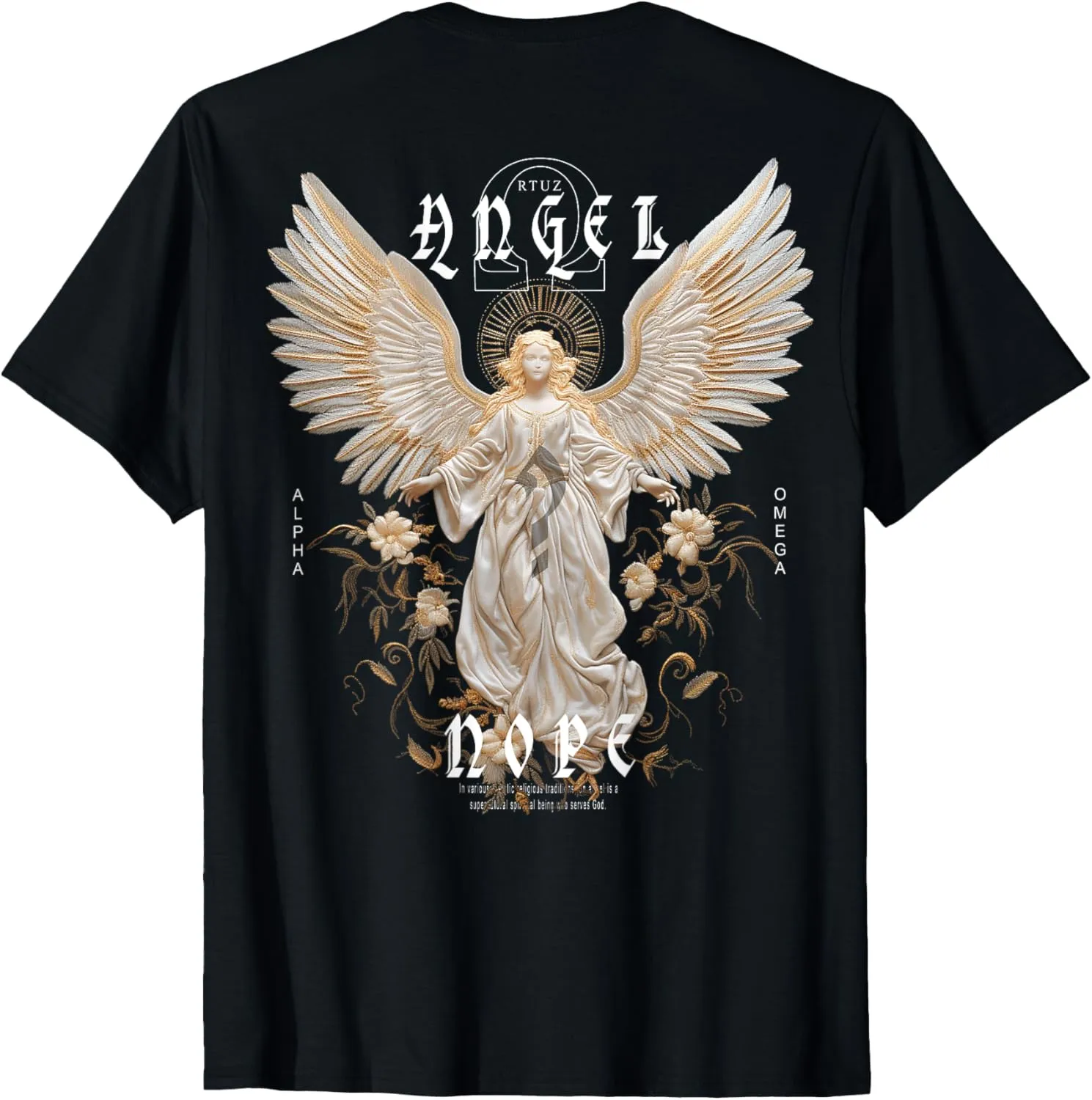 Hip Hop Vintage Edgy Urban Y2K Back Print Streetwear Angel T-Shirt