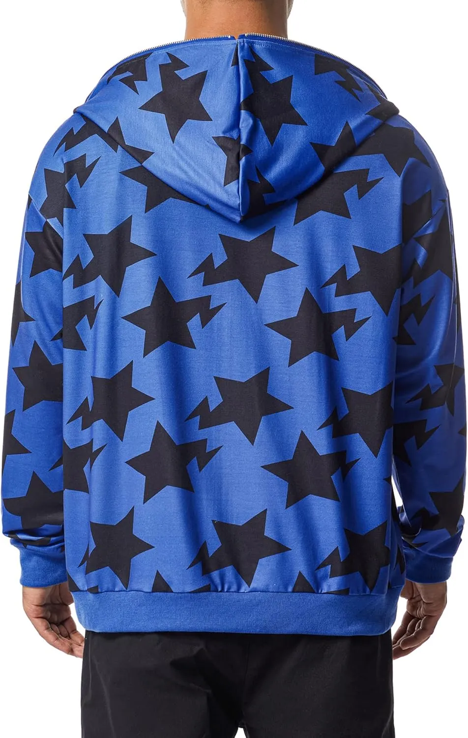Hoodie Sweatshirt for Men Full Zip Up Oversized Star Print Graphic Hooded Jacket