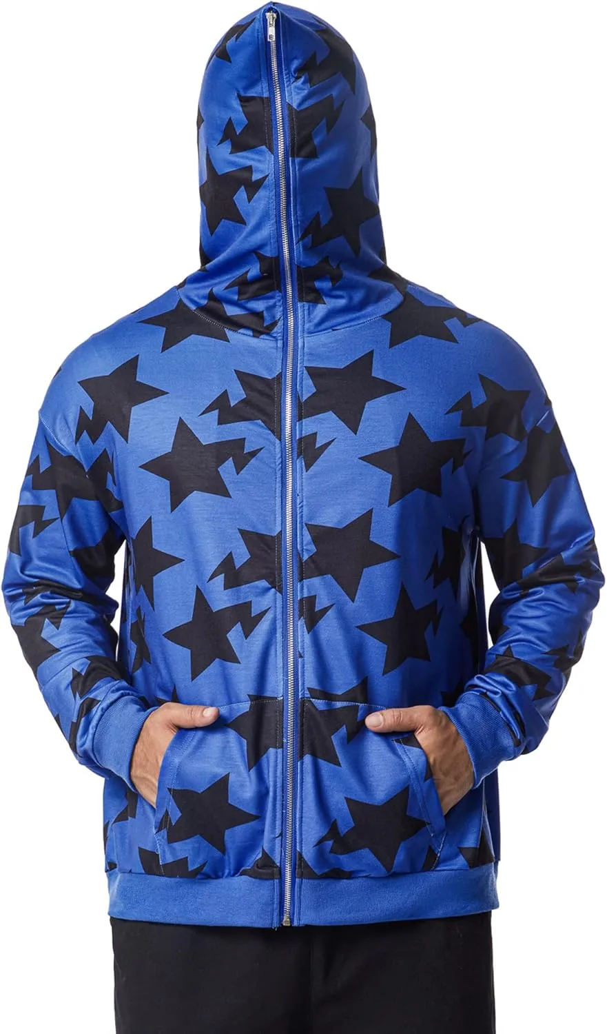 Hoodie Sweatshirt for Men Full Zip Up Oversized Star Print Graphic Hooded Jacket