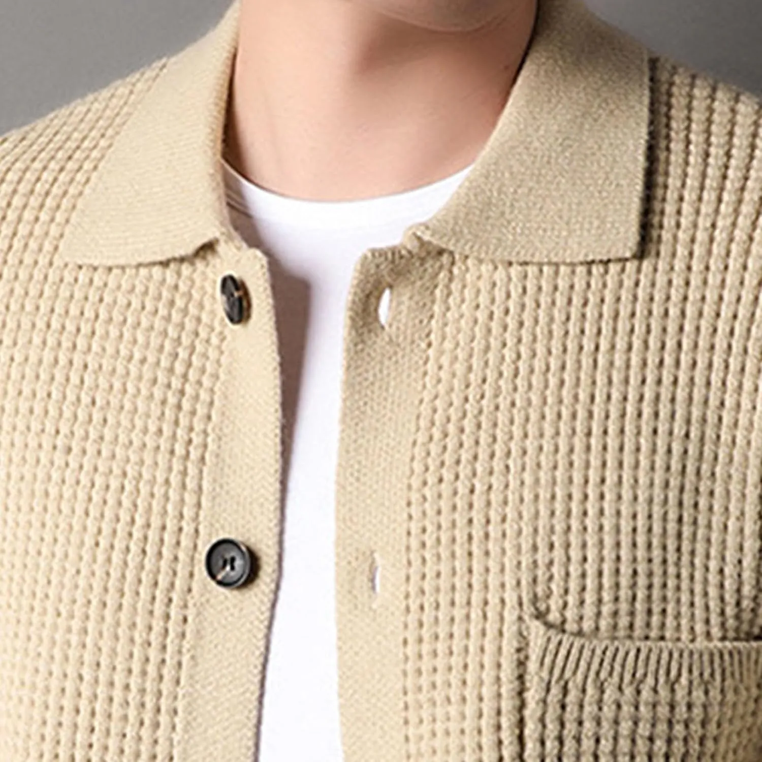 JEKE-DG Men's Lapel Button Down Cardigan Sweater Fashion Loose Sleeve Regular Sweater Casual Open Front Sweaters