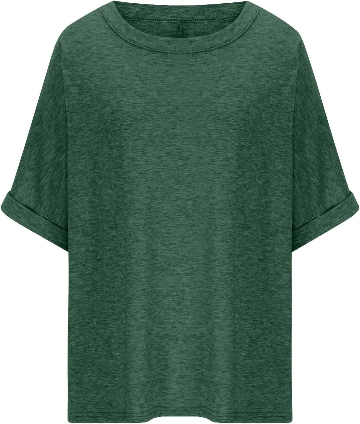 JOAU Women's Oversized T-Shirt Summer Casual Loose Fit Rolled Short Sleeve Round Neck Basic Tops Workout Gym Tee Shirts