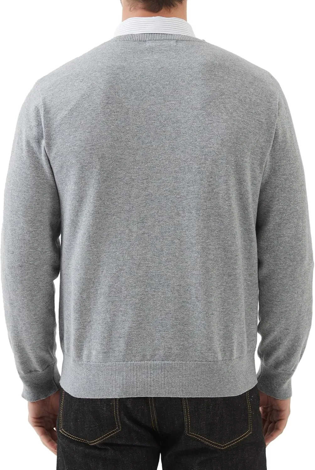 Kallspin Men's V Neck Sweater Pullover Pure Cotton Regular Fit Long Sleeve Knitting Sweaters