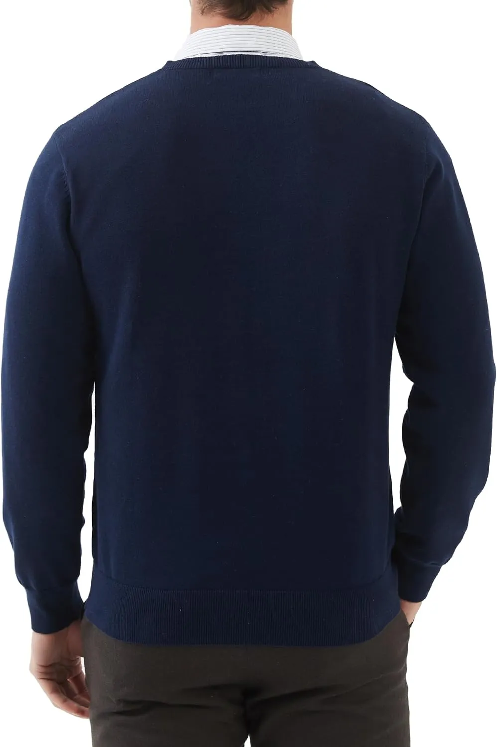 Kallspin Men's V Neck Sweater Pullover Pure Cotton Regular Fit Long Sleeve Knitting Sweaters
