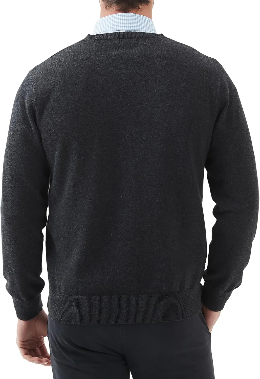 Kallspin Men's V Neck Sweater Pullover Pure Cotton Regular Fit Long Sleeve Knitting Sweaters
