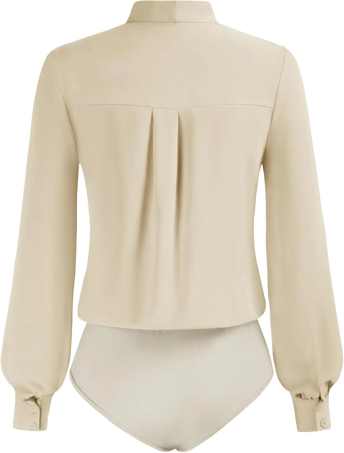 Kate Kasin Women Bow Tie Neck Office Blouse Button Down Long Sleeve Bodysuits Blouse Top