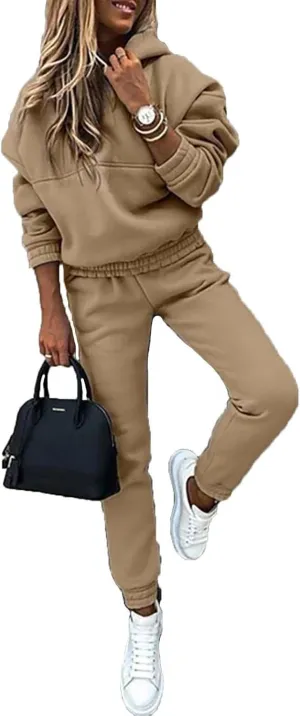 KYLASIEN Womens Casual Pullover Hoodies Tracksuit Long Sleeve Sweatshirts Fleece Lined 2022 Autumn Jogger Pant Two Piece Outfits Oversized Loungewear Workout Athletic Tracksuits Sets