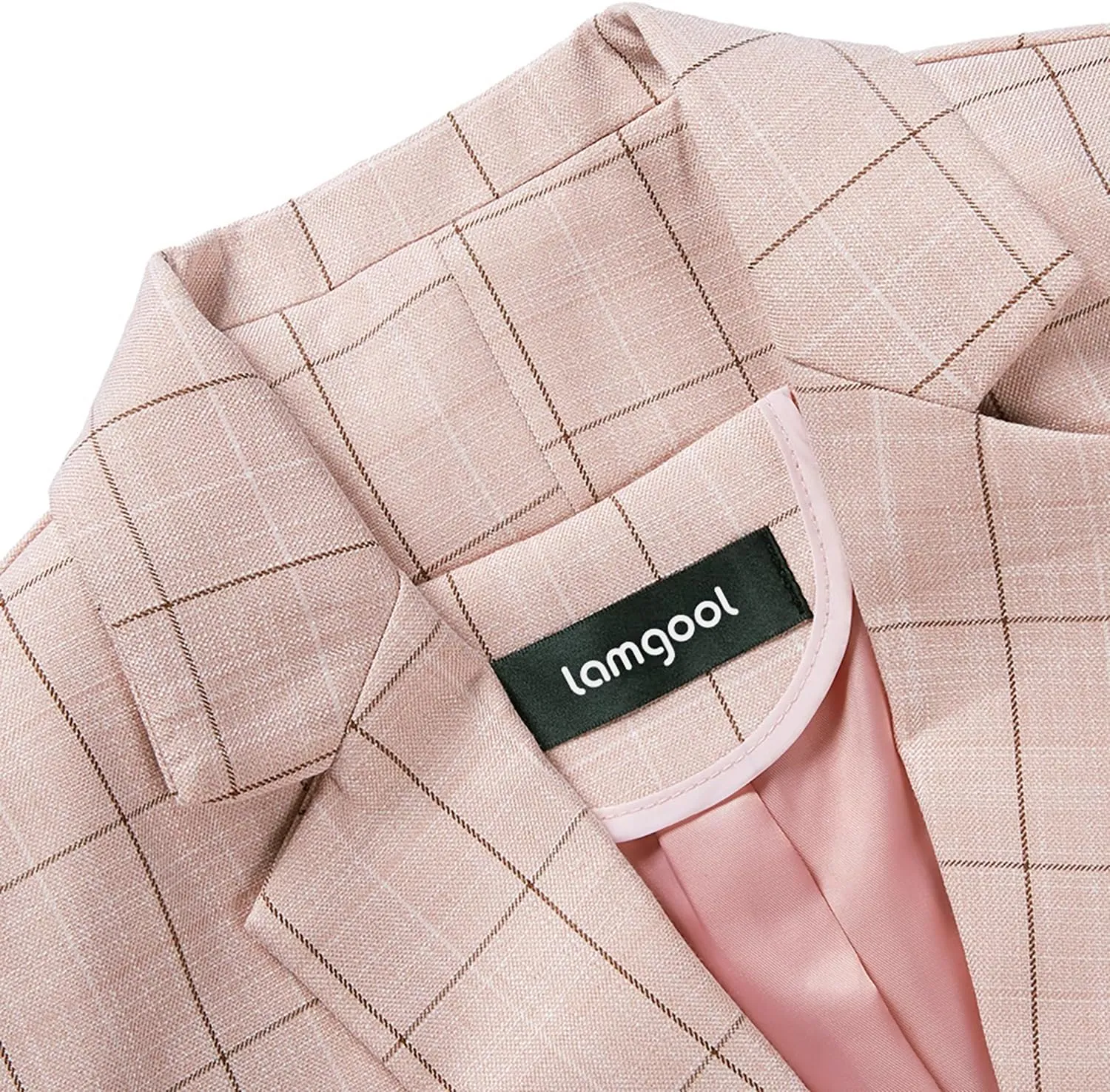 Lamgool Women's 2 Piece Plaid Suit Lady's Business One Button Lined Blazer Jacket Pant Set