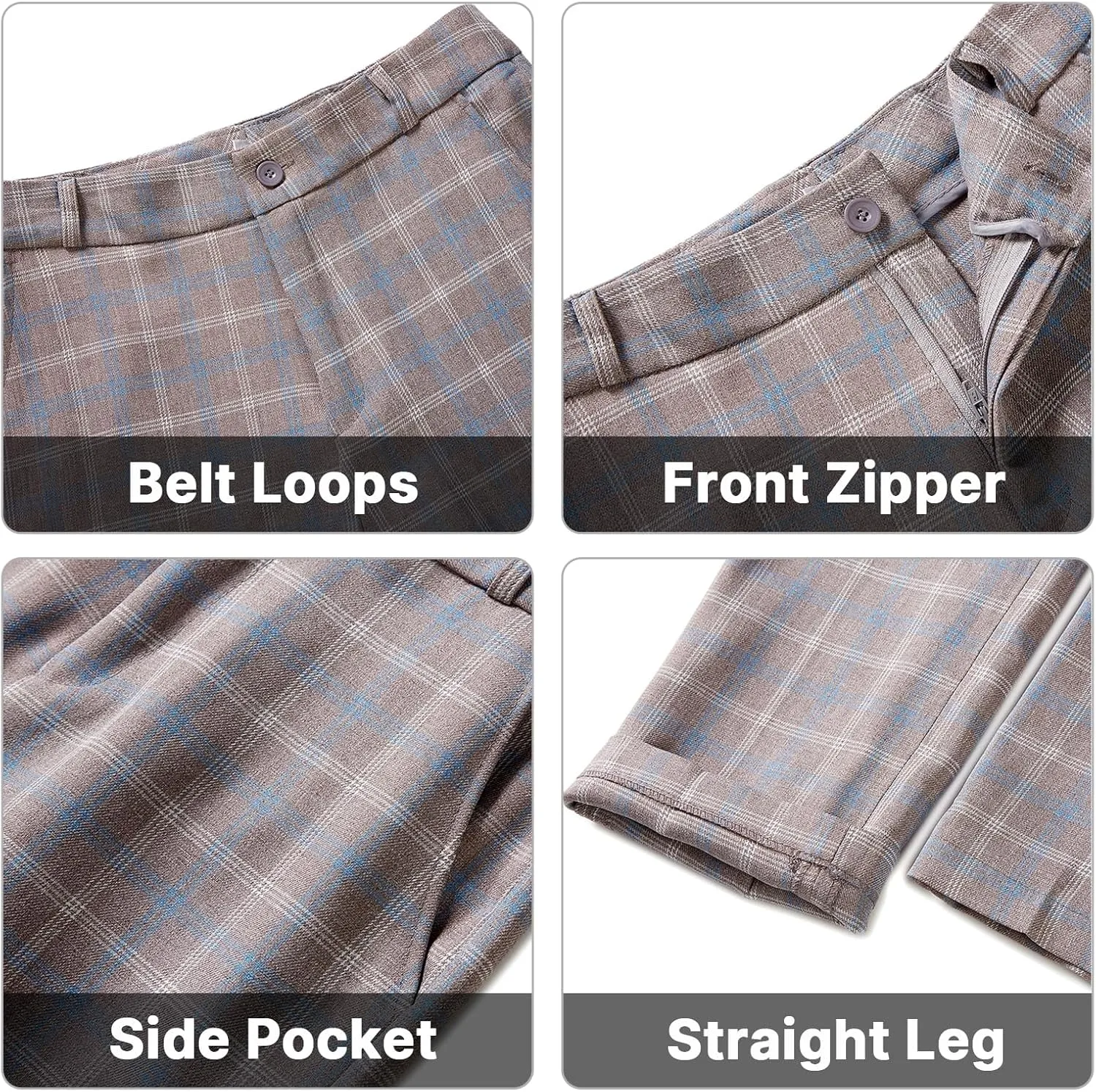 Lamgool Women's 2 Piece Plaid Suit Lady's Business One Button Lined Blazer Jacket Pant Set